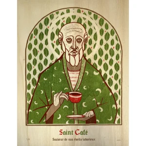 Saint Café - Sérigraphie sur bois
